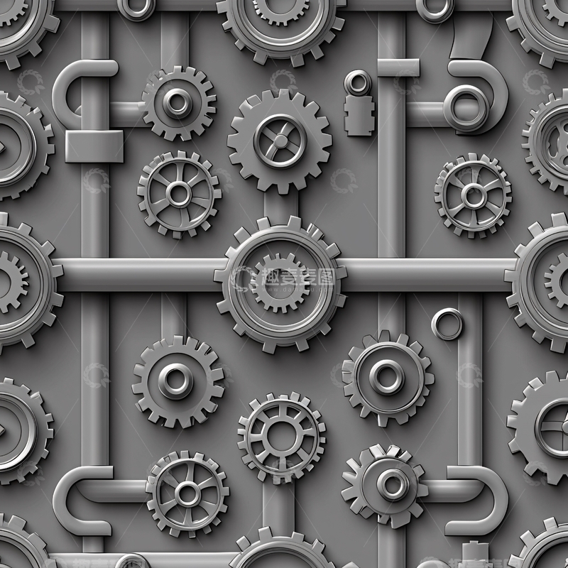 高清大图下载【趣麦麦图】灰色齿轮机械装置图案