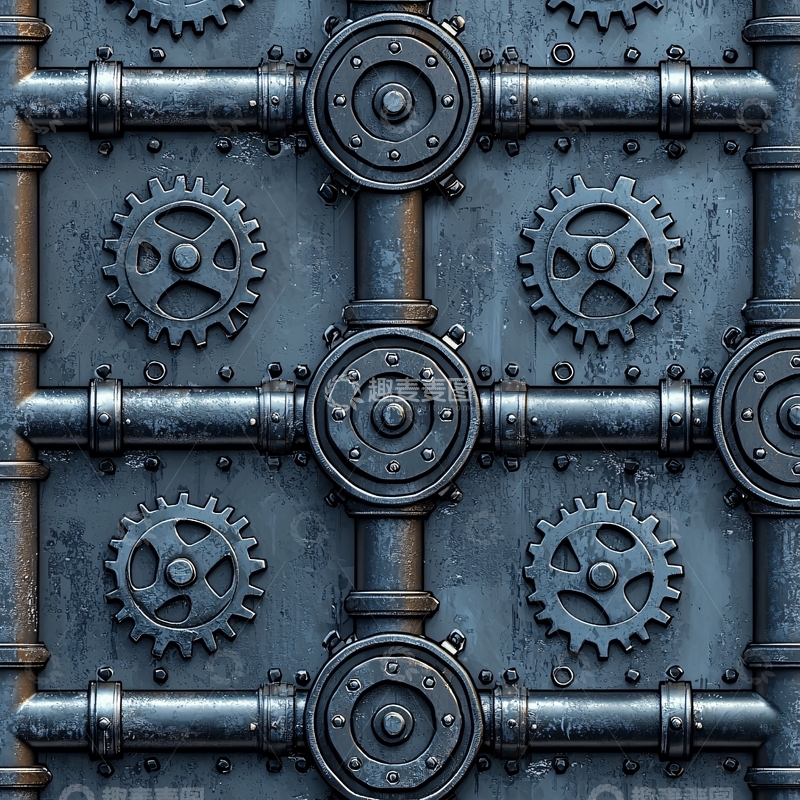 高清大图下载【趣麦麦图】蒸汽朋克风格齿轮管道