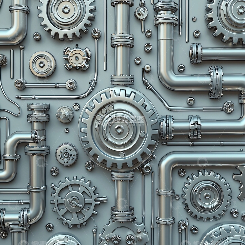 高清大图下载【趣麦麦图】金属管道齿轮组合