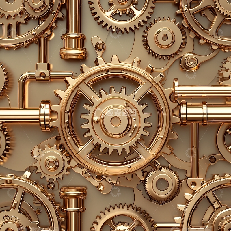 高清大图下载【趣麦麦图】金色齿轮机械结构