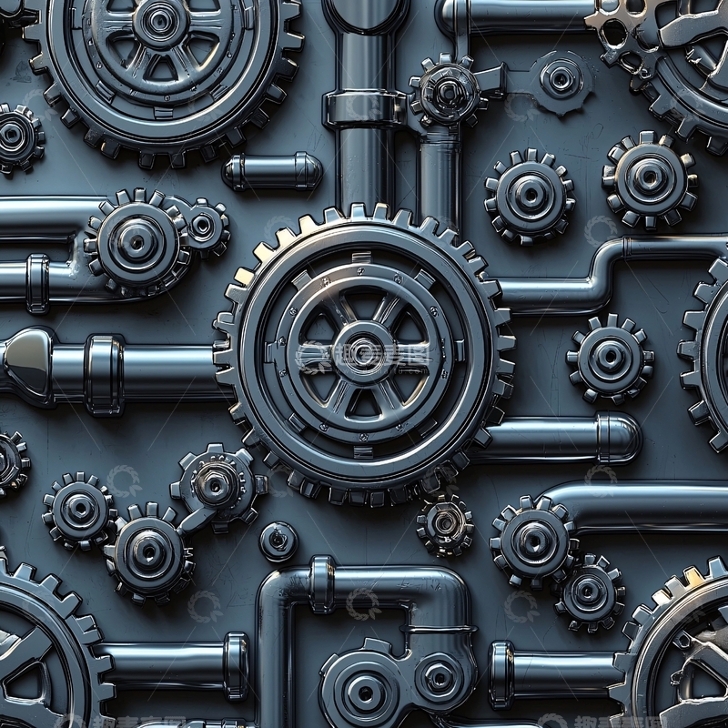 高清大图下载【趣麦麦图】复杂金属齿轮和管道系统