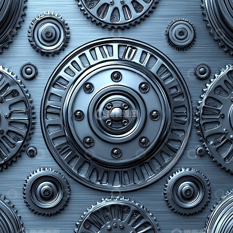 高清大图下载【趣麦麦图】精密的金属齿轮机械装置