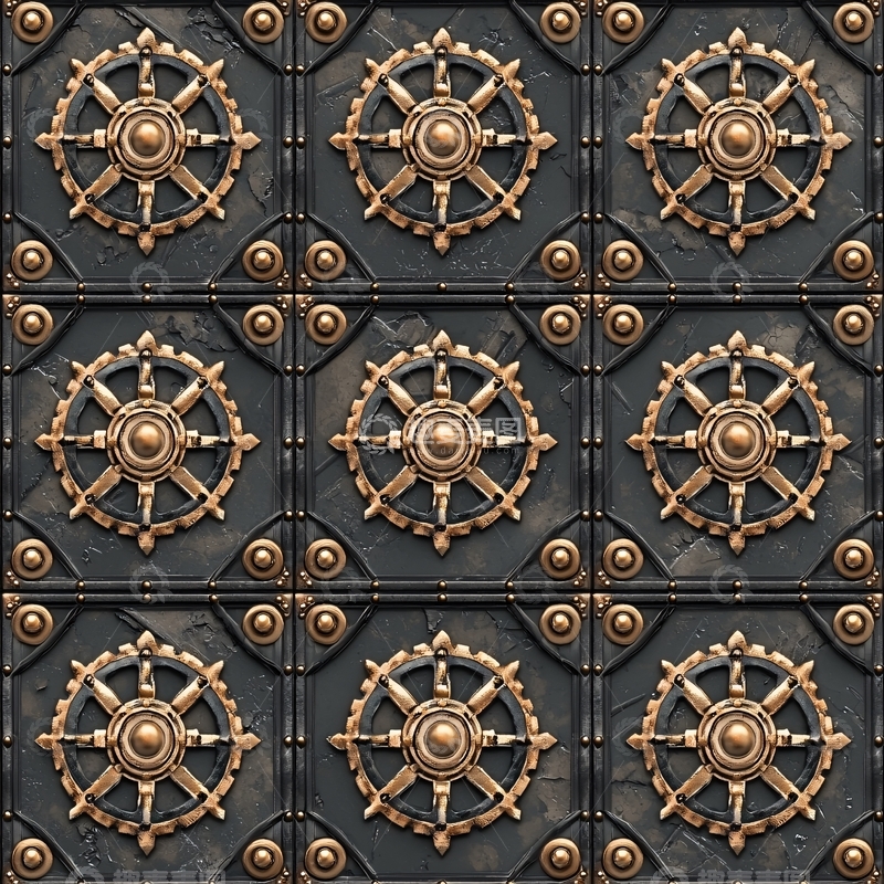 高清大图下载【趣麦麦图】金属齿轮花纹背景