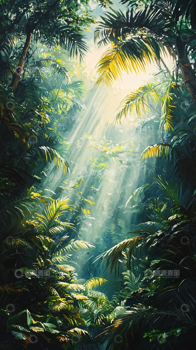 高清大图下载【趣麦麦图】热带雨林光线穿透