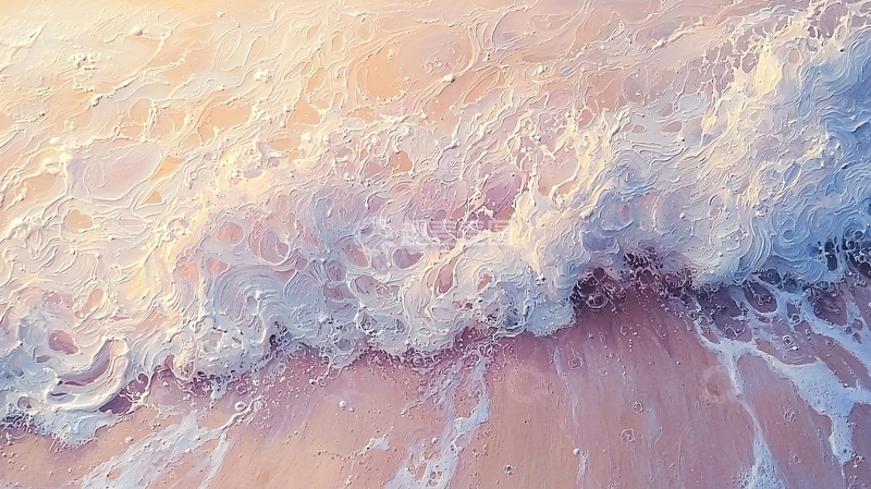 高清大图下载【趣麦麦图】粉色沙滩上的柔和海浪