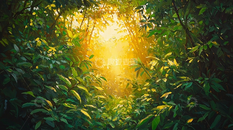 高清大图下载【趣麦麦图】阳光穿透树林的光辉