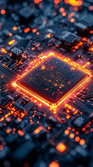 闪耀的芯片电路特写