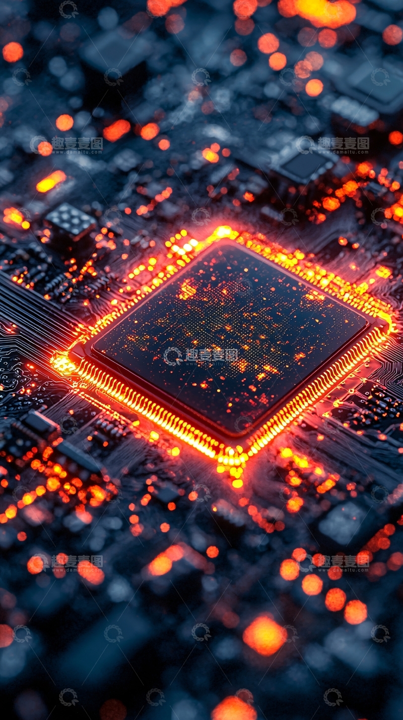 高清大图下载【趣麦麦图】闪耀的芯片电路特写