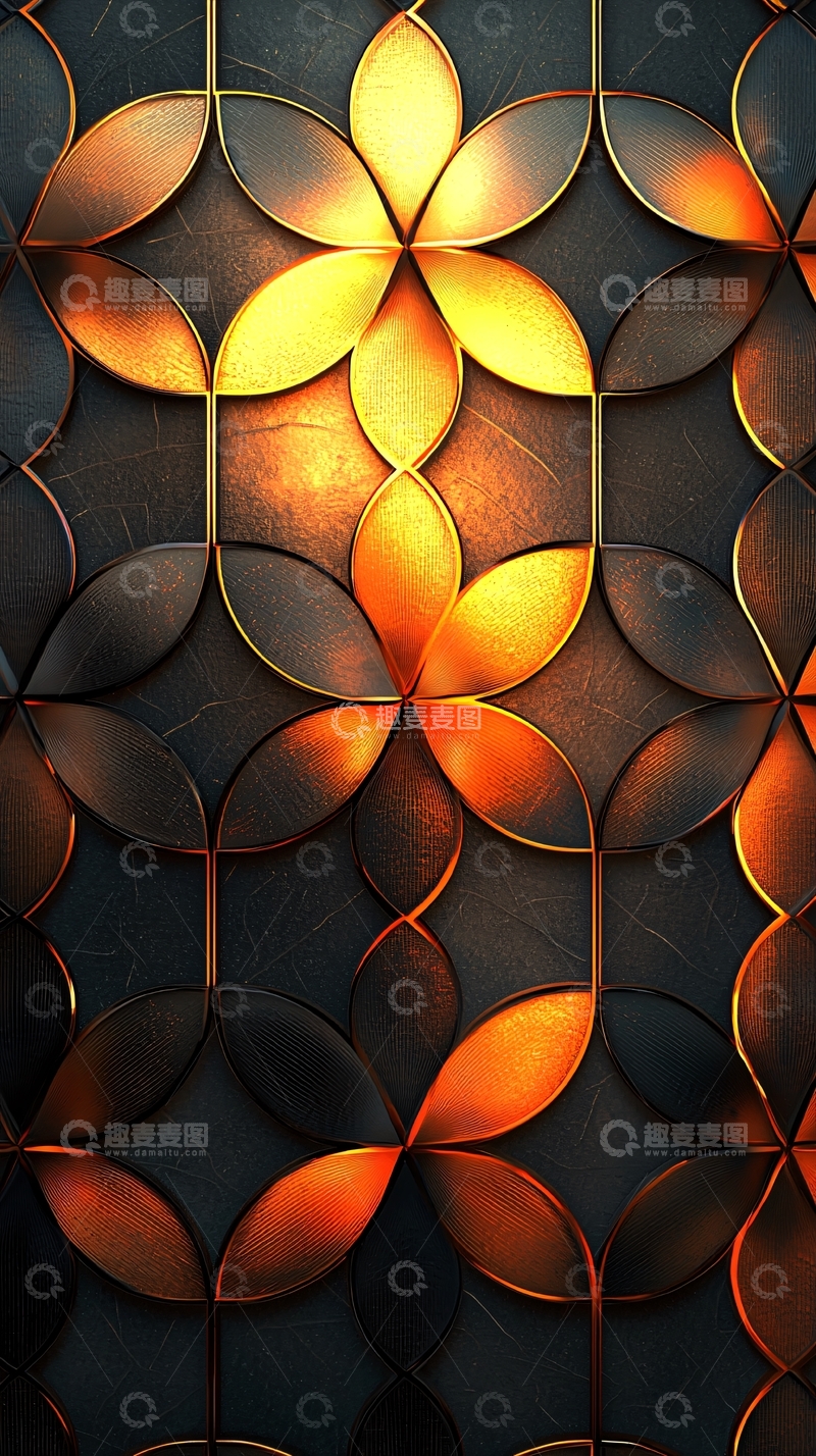 高清大图下载【趣麦麦图】金色花瓣的暗色背景