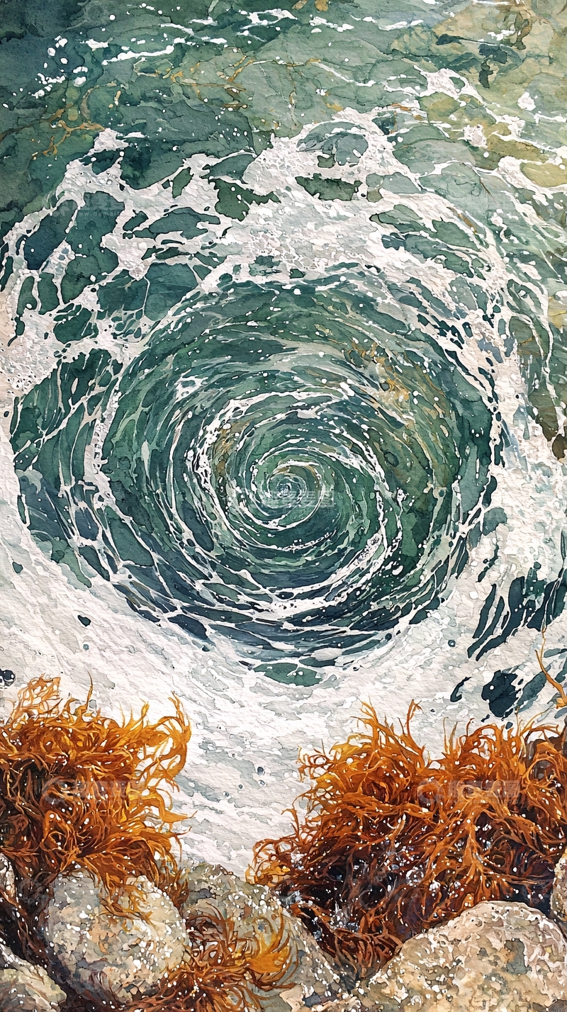 高清大图下载【趣麦麦图】海浪漩涡的艺术画