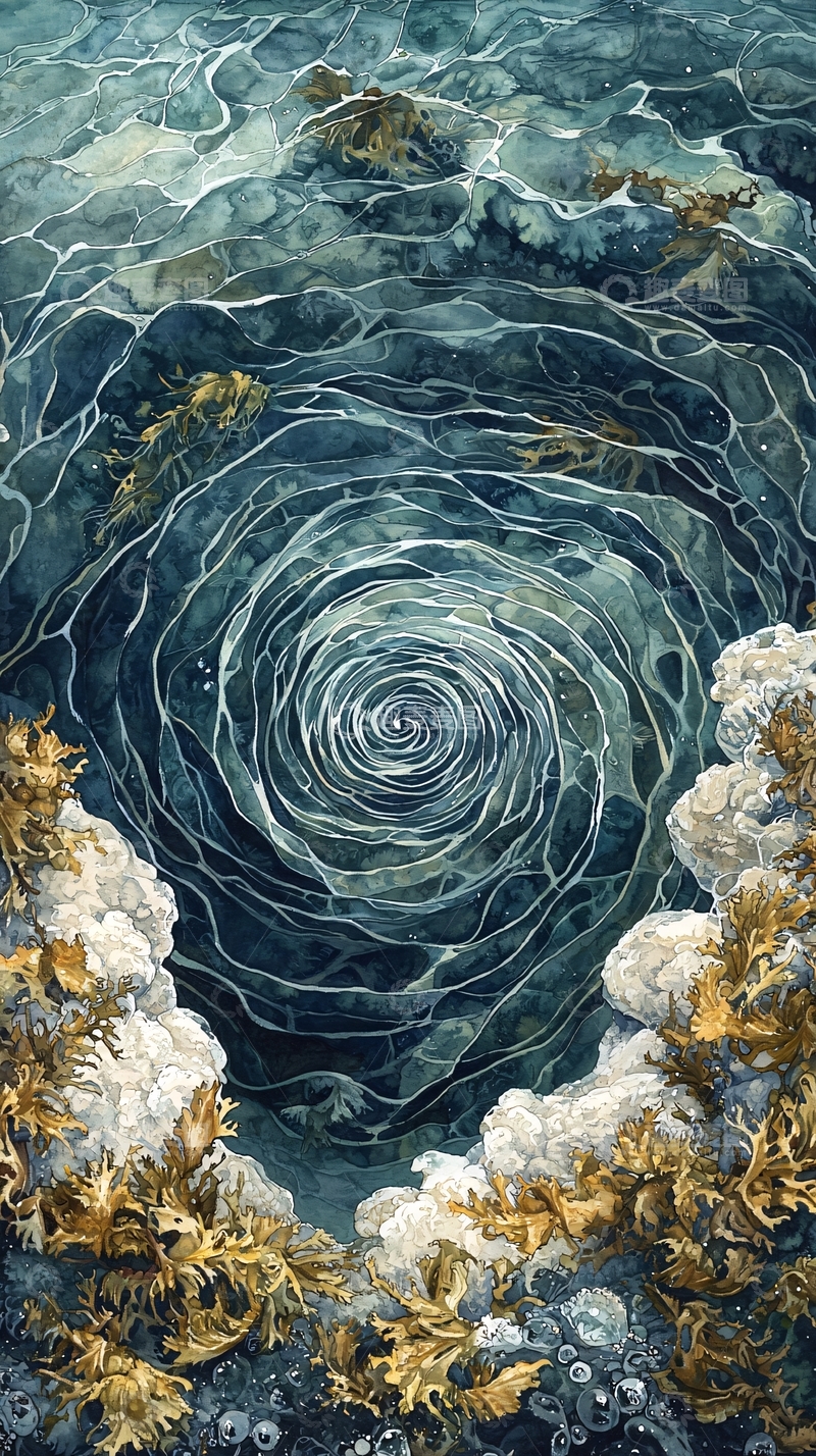 高清大图下载【趣麦麦图】水面漩涡的抽象艺术