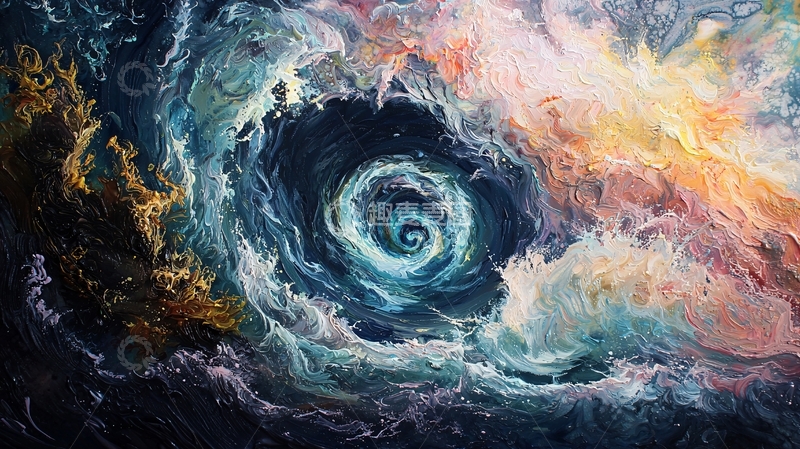 高清大图下载【趣麦麦图】涡旋状彩色云彩抽象画
