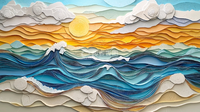 高清大图下载【趣麦麦图】纸艺海景高清图片