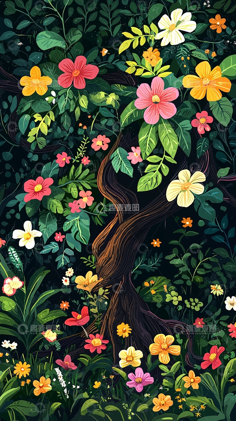 高清大图下载【趣麦麦图】繁花盛开的树木