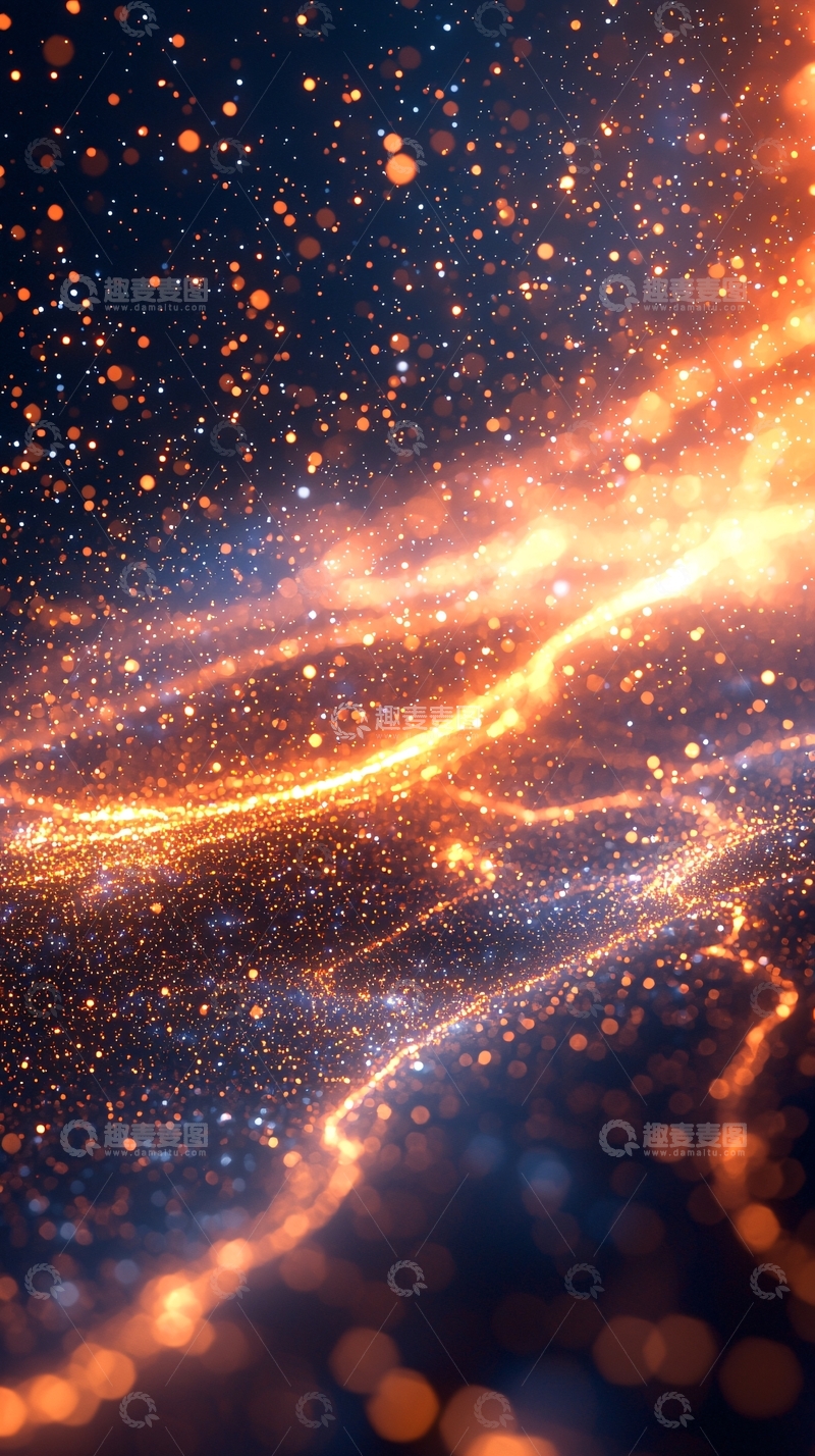 高清大图下载【趣麦麦图】金色光芒闪耀的星空