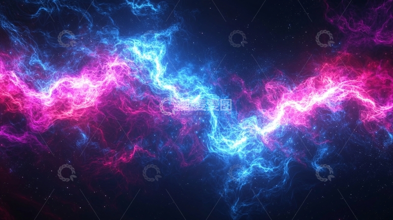 高清大图下载【趣麦麦图】绚丽的蓝色紫色闪电