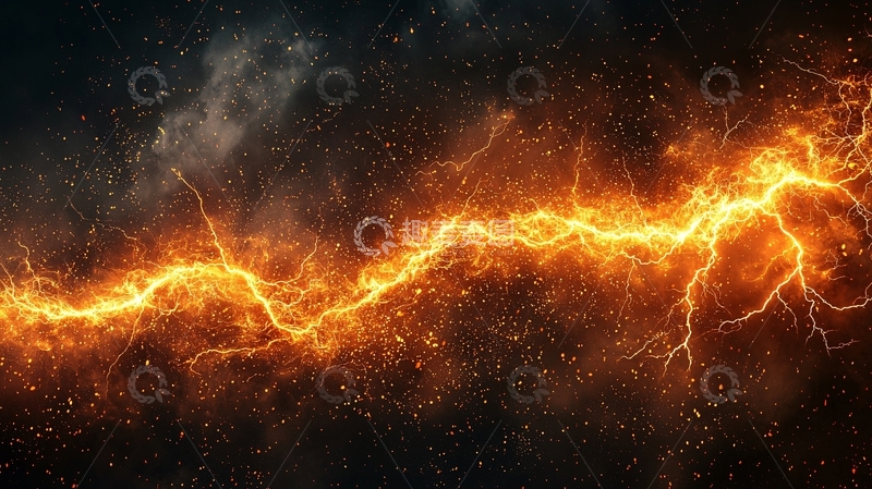 高清大图下载【趣麦麦图】橙色闪电穿梭黑夜