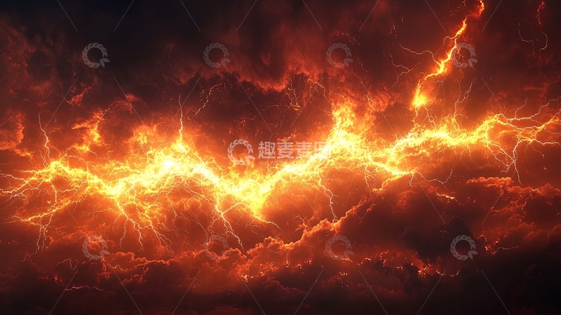 高清大图下载【趣麦麦图】燃烧的闪电划破天空