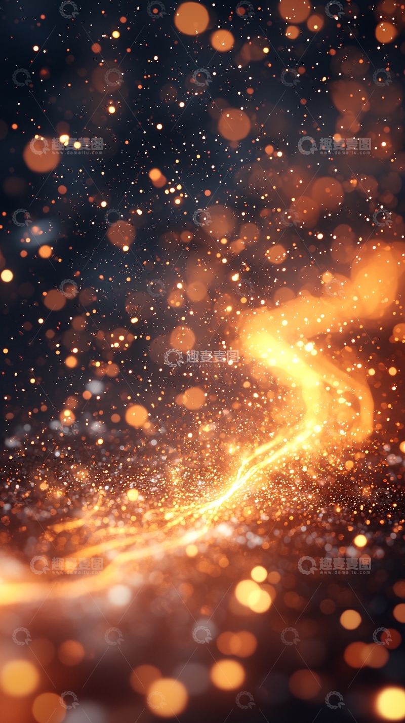 高清大图下载【趣麦麦图】金色光芒闪耀的星空