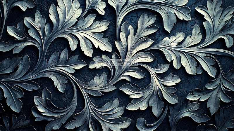 高清大图下载【趣麦麦图】精致的银色植物花纹