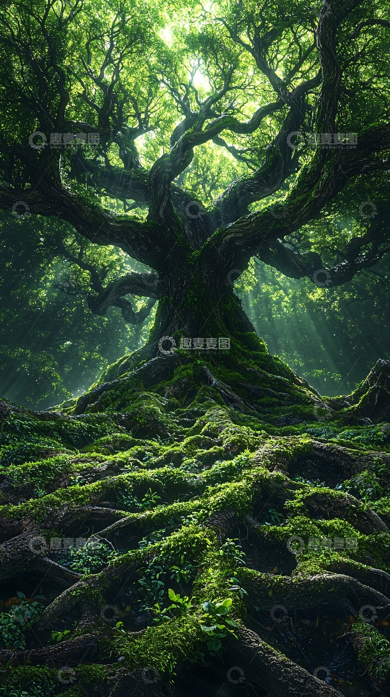 高清大图下载【趣麦麦图】茂盛古树的森林