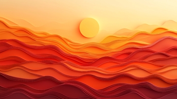 抽象日落山峦叠嶂