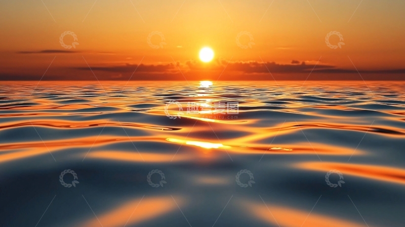 高清大图下载【趣麦麦图】海上日落美景