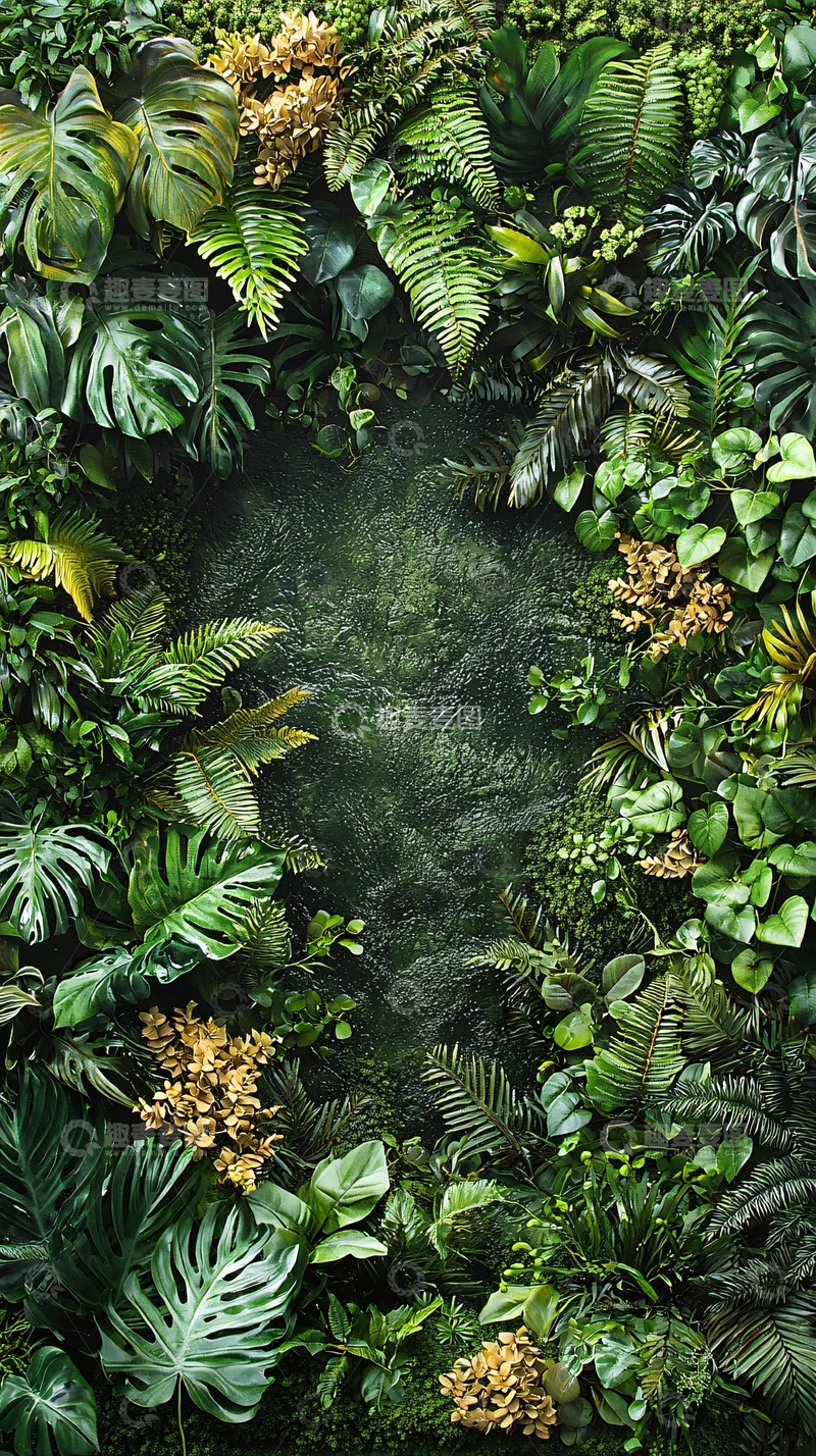 高清大图下载【趣麦麦图】茂密的热带植物墙