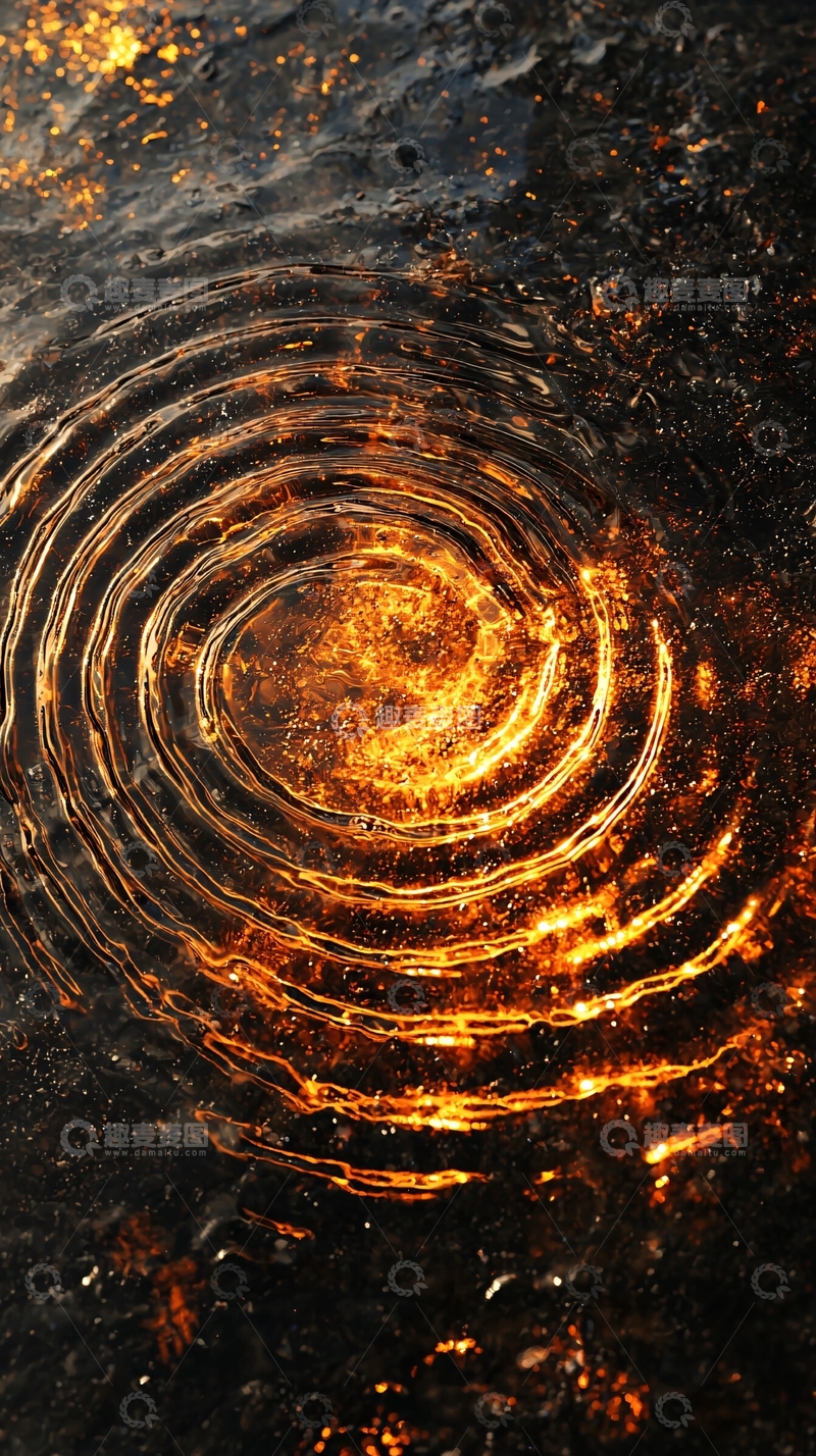 高清大图下载【趣麦麦图】火焰漩涡在黑暗背景中
