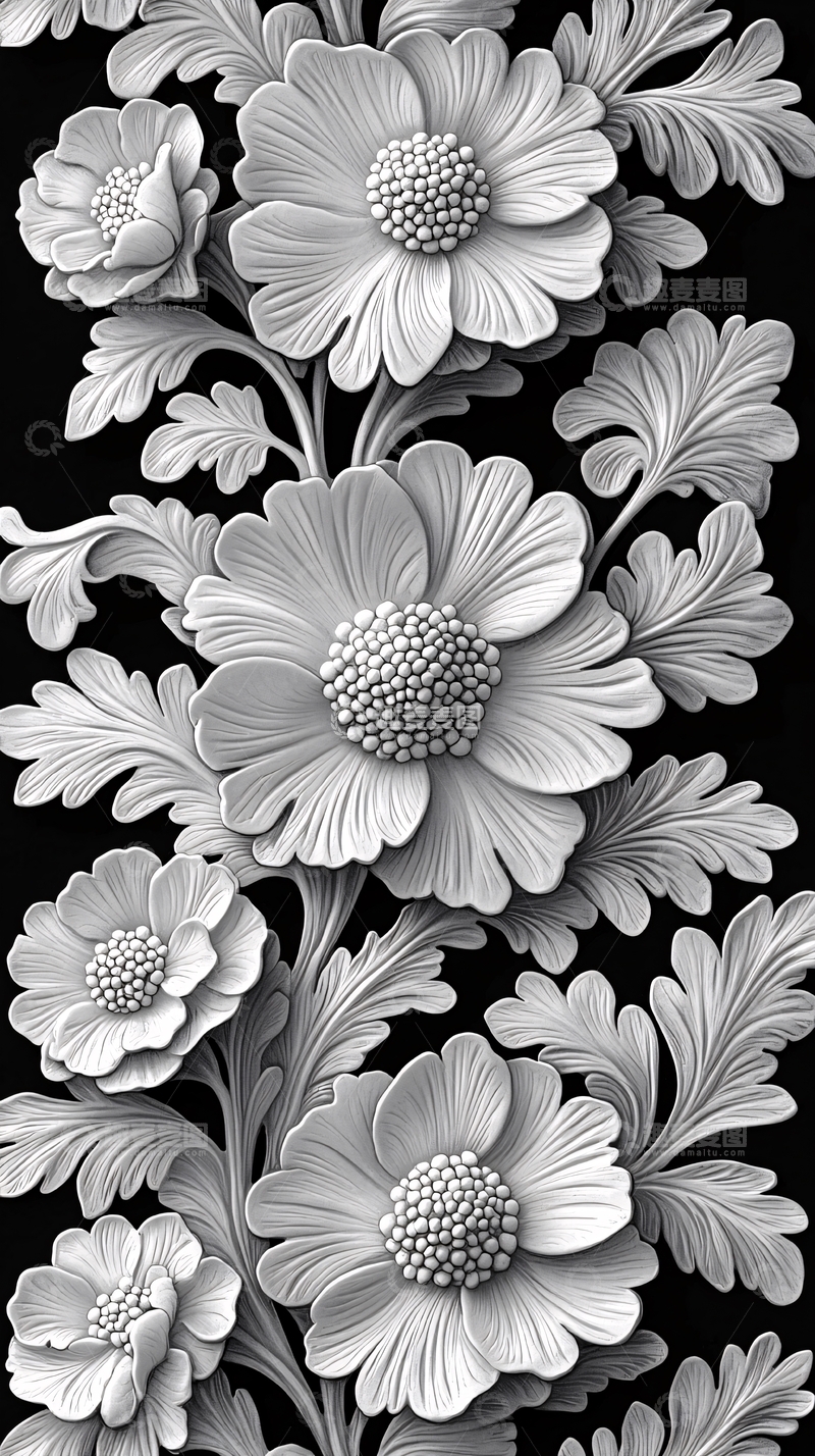 高清大图下载【趣麦麦图】精美雕刻花朵