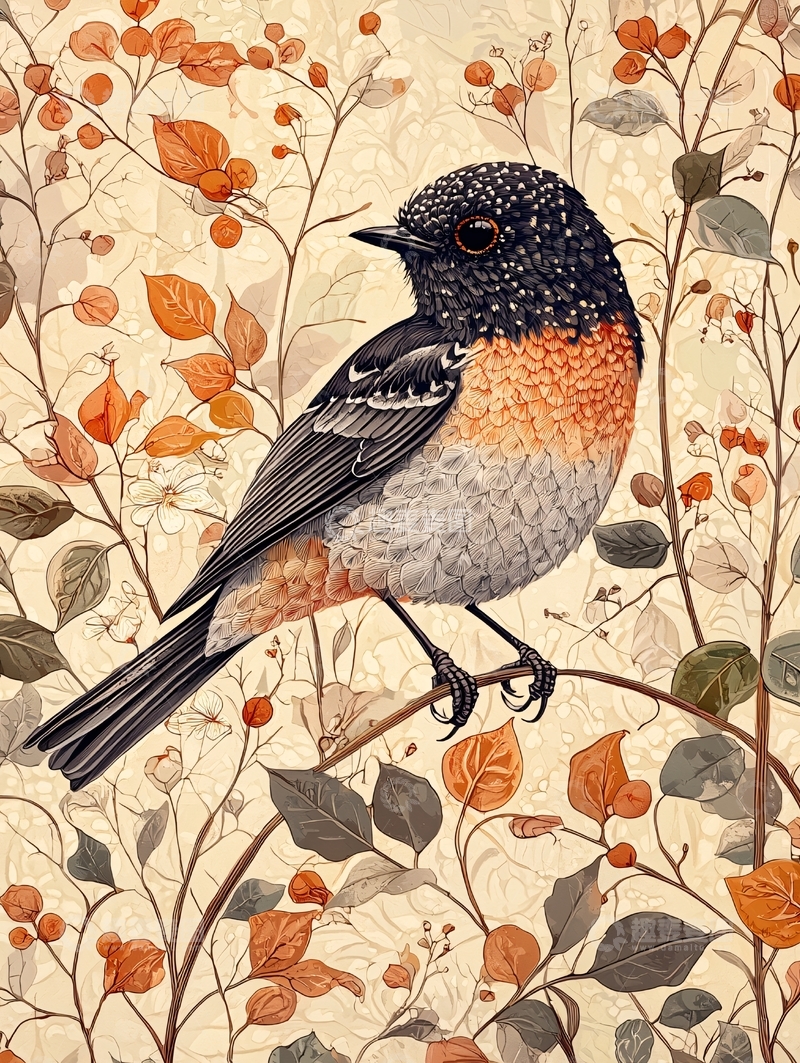 高清大图下载【趣麦麦图】秋日枝头的小鸟