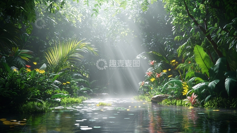 高清大图下载【趣麦麦图】热带雨林中的阳光