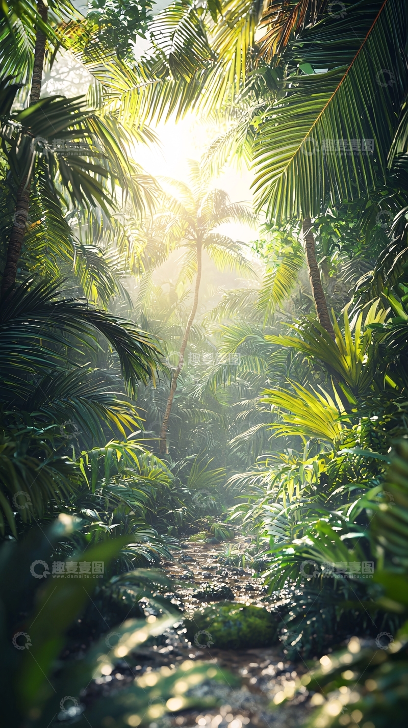 高清大图下载【趣麦麦图】热带雨林阳光树影