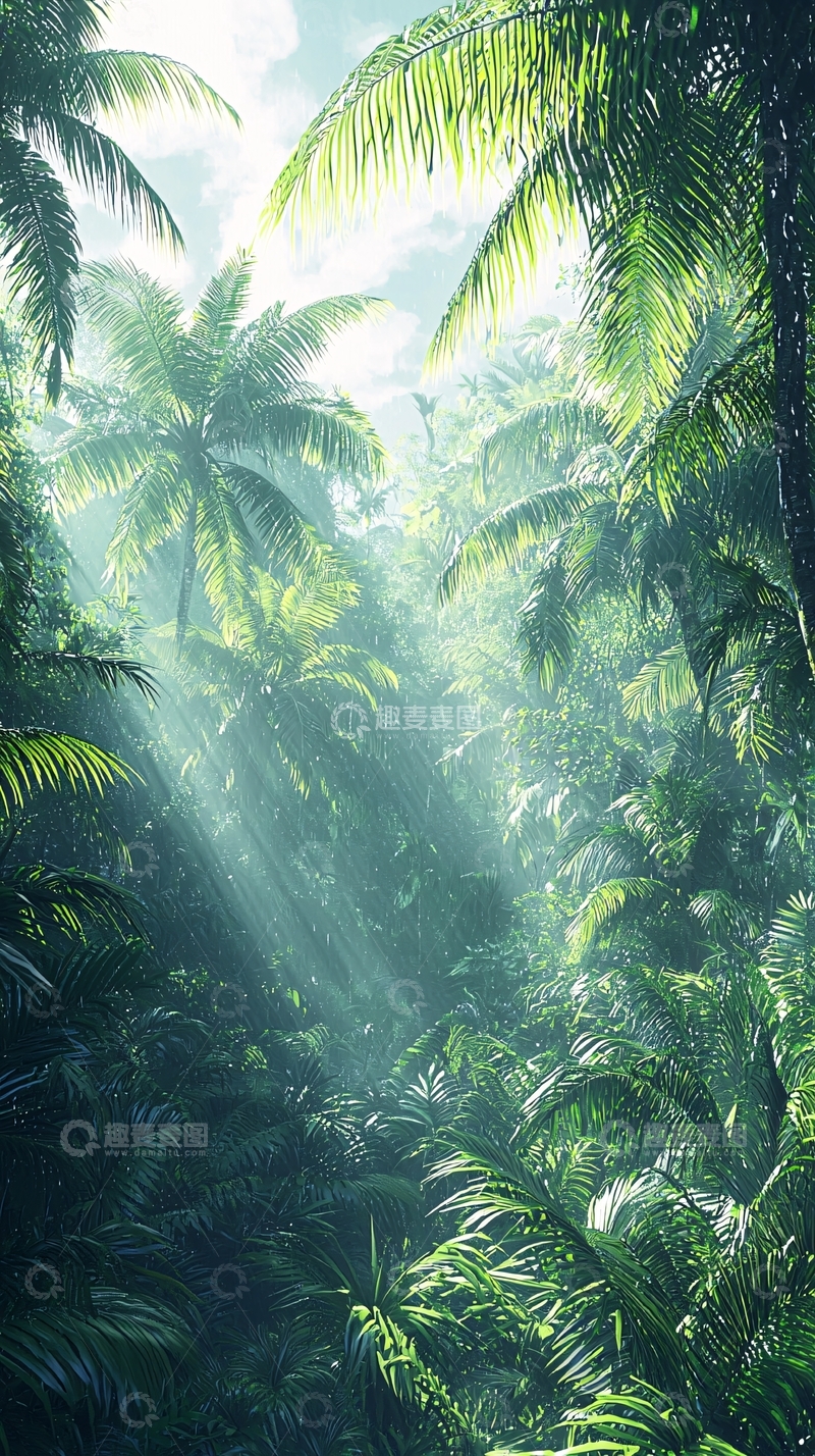 高清大图下载【趣麦麦图】热带雨林阳光穿透