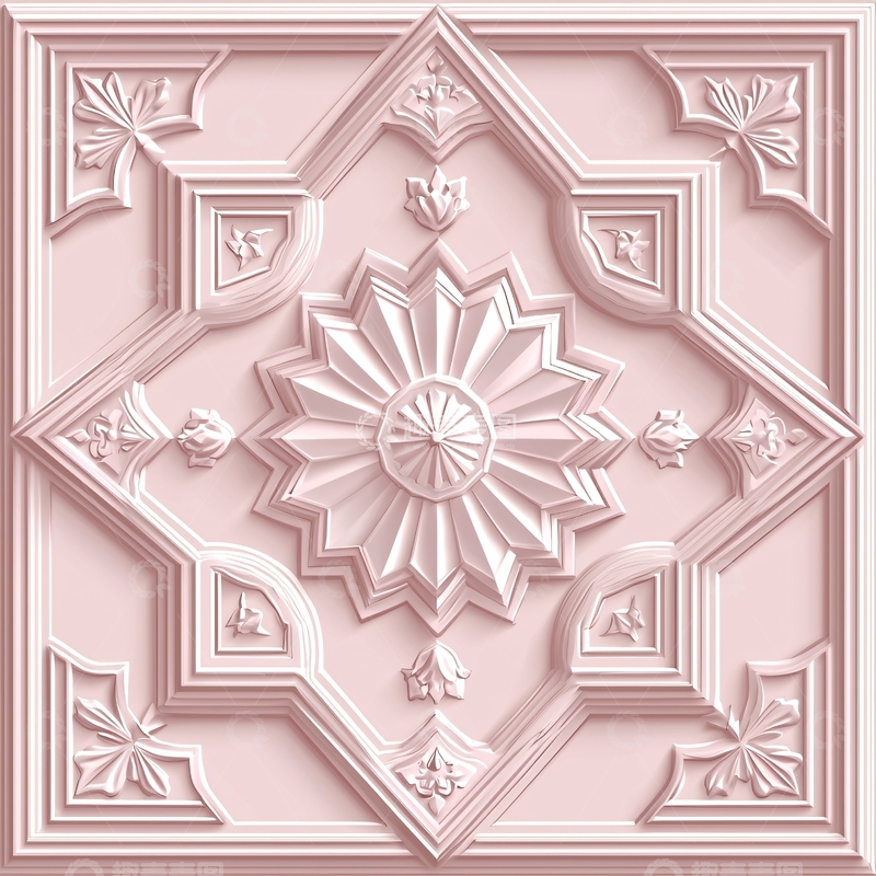 高清大图下载【趣麦麦图】粉色浮雕花纹装饰图案