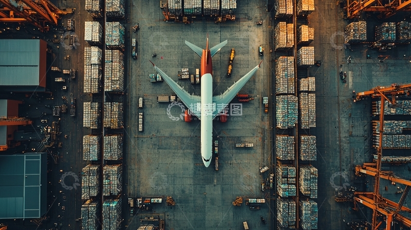 高清大图下载【趣麦麦图】机场的飞机和货物