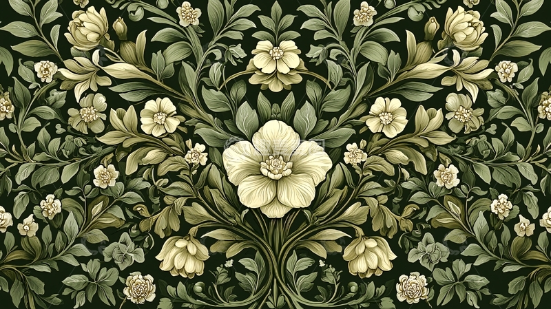 高清大图下载【趣麦麦图】花卉对称图案背景