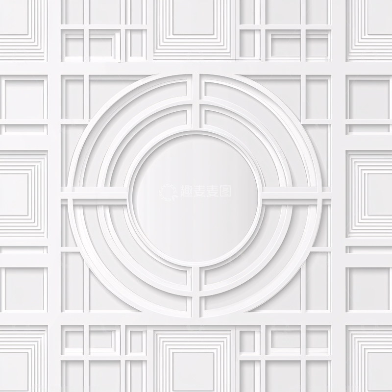 高清大图下载【趣麦麦图】白色圆形方形几何装饰图案