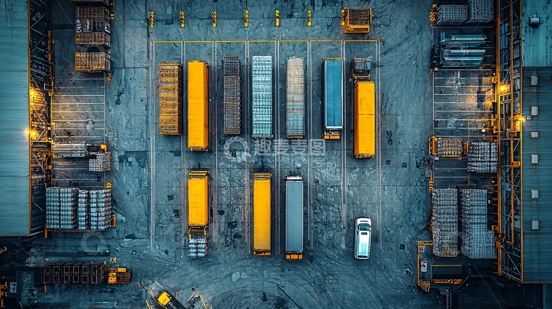 高清大图下载【趣麦麦图】集装箱卡车鸟瞰图