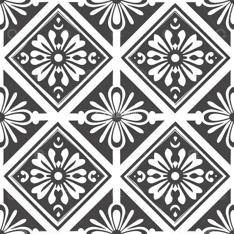 高清大图下载【趣麦麦图】花卉组成的重复几何图案