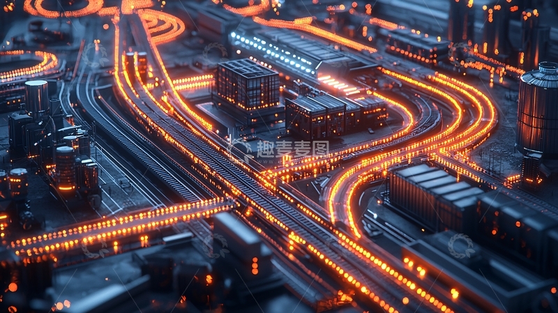 高清大图下载【趣麦麦图】未来城市交通夜景