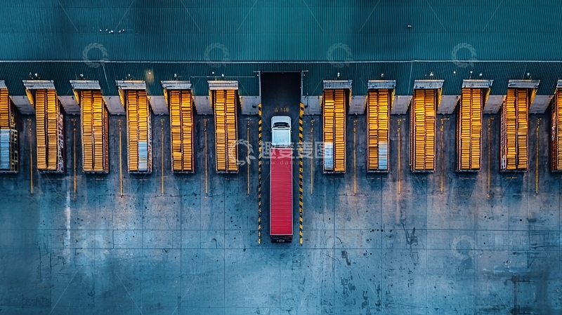 高清大图下载【趣麦麦图】仓库门口装货的卡车