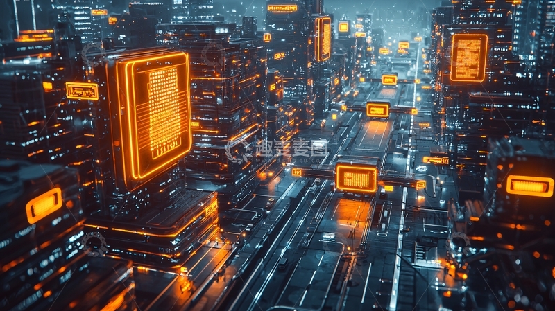 高清大图下载【趣麦麦图】未来城市霓虹灯夜景