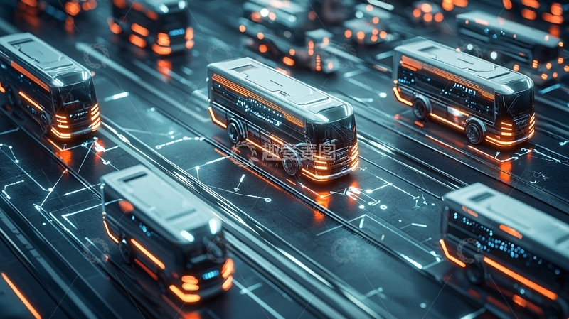 高清大图下载【趣麦麦图】未来城市交通自动驾驶巴士