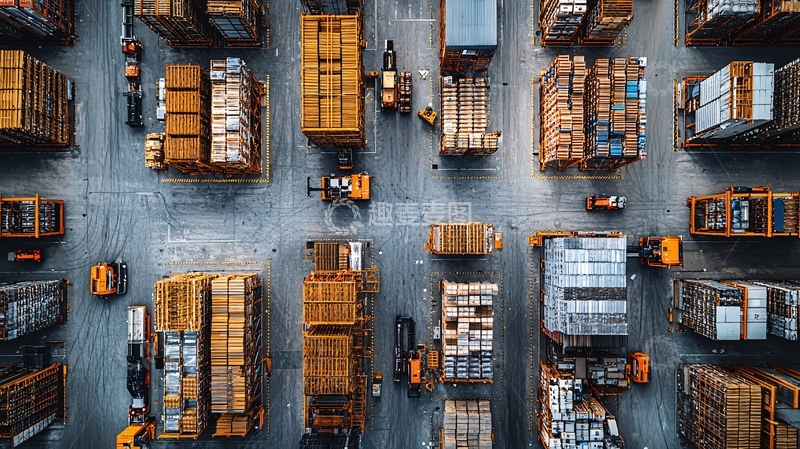 高清大图下载【趣麦麦图】繁忙的仓库鸟瞰图