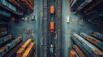 橙色集装箱俯视图