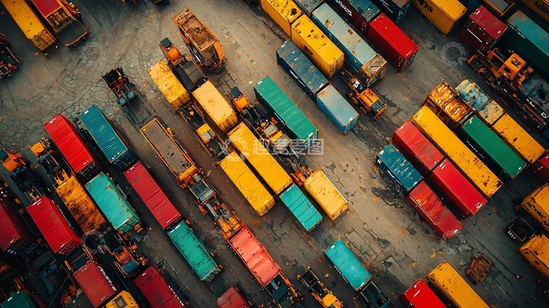 高清大图下载【趣麦麦图】集装箱卡车鸟瞰图