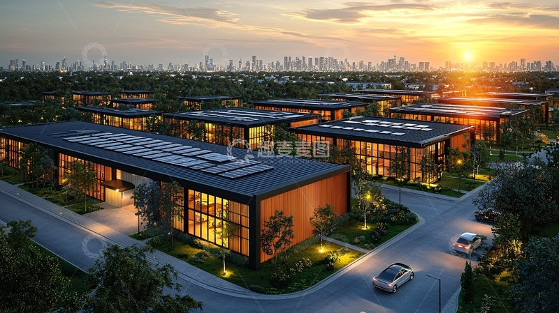 高清大图下载【趣麦麦图】夕阳下的现代建筑群