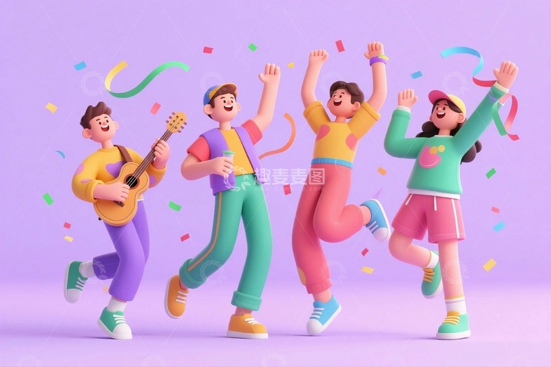 高清大图下载【趣麦麦图】青年节人物插画3