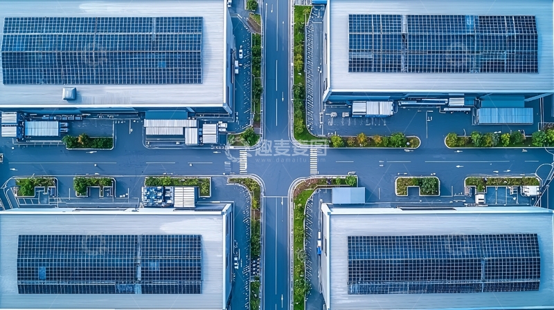 高清大图下载【趣麦麦图】鸟瞰工厂十字路口